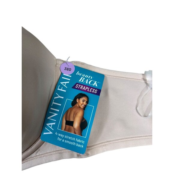 NEW Vanity Fair Strapless Bra Nude 38D Converts to 5 Bras Stretch Smoothing - Picture 5 of 13